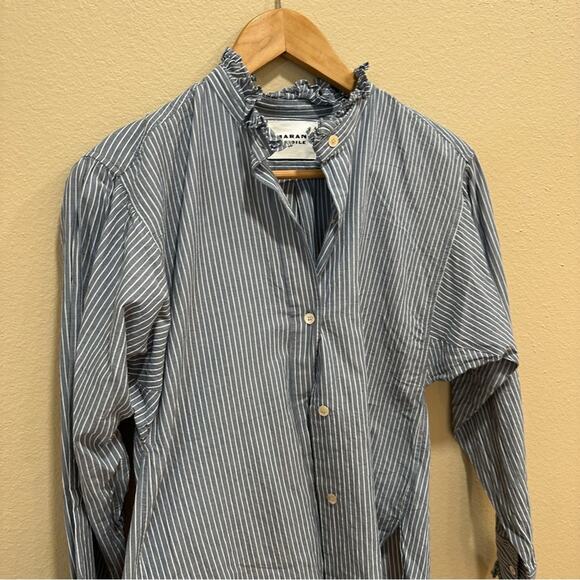 Isabel Marant Etoile Blue White Striped Blouse Top Small - Picture 7 of 12